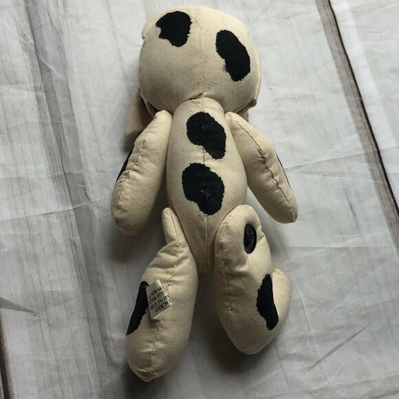 Jointed Handmade Cow Plush Stuffed Animal 7" White Black Flawed - Picture 3 of 7